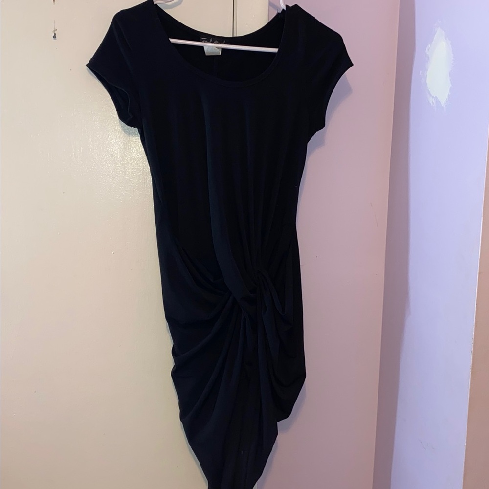 French Atmosphere Asymmetrical Black Dress